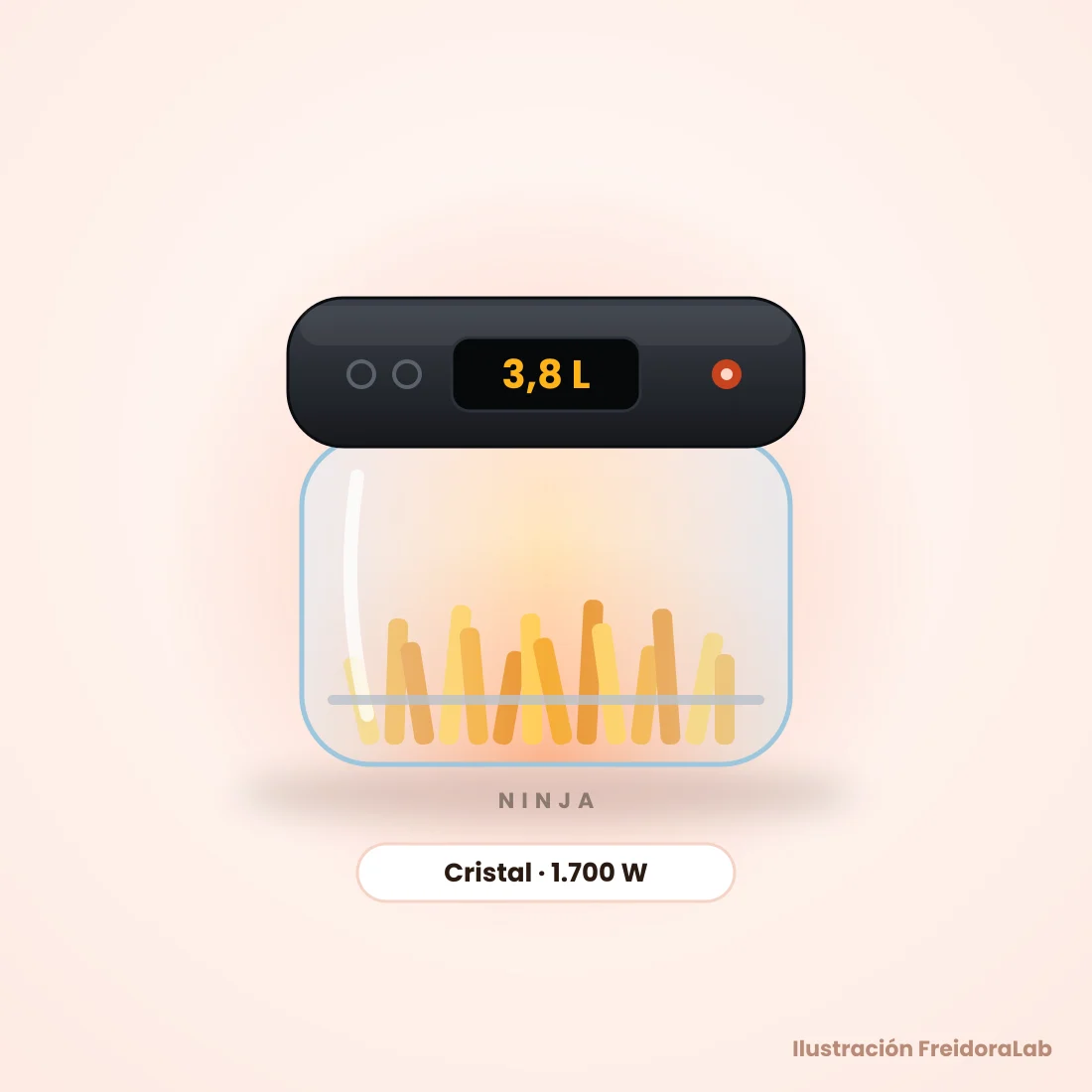 Ilustración de Ninja CRISPi 3,8 L: Recipientes de vidrio de 3,8 L y 1,4 L (uno cada vez)